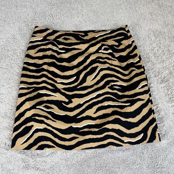 Talbots Women's Size 8 Zebra Animal Print Cotton A Line Mini NEW Skirt Mobwive - Picture 1 of 10